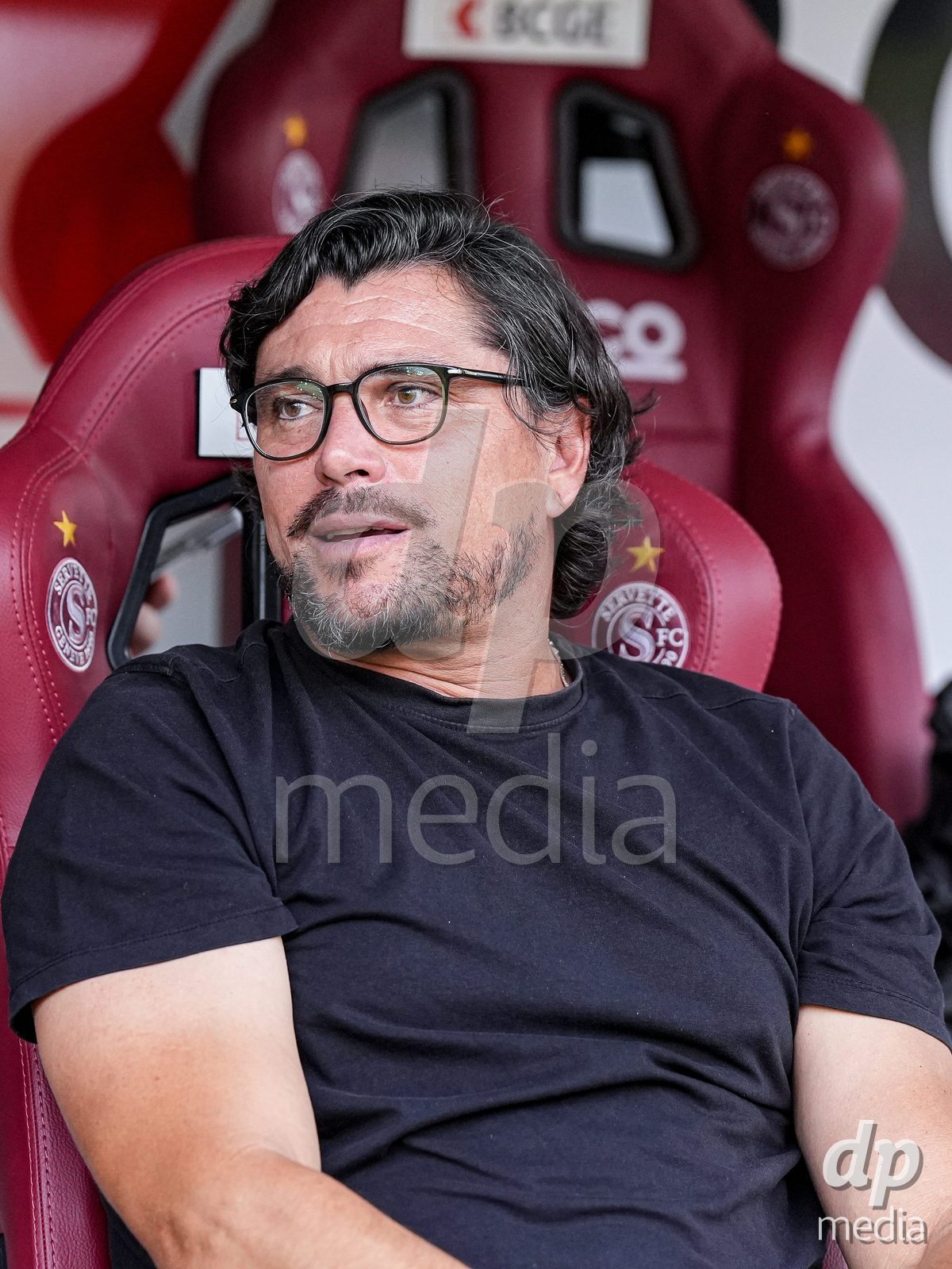 Geneva, Switzerland - September 2: Portrait (headshot/close up) of Cristian Damian Toro, Head Coach of Servette FC Chenois Feminin, during the UEFA Women's Champions League match between Servette FC Chenois Feminin and AC Sparta Praha at Stade de Geneve on September 2, 2026 in Geneva, Switzerland.