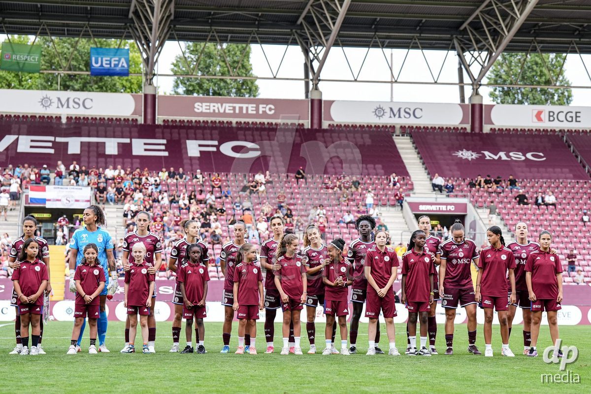 Geneva, Switzerland - September 2: Players of Servette prior to the UEFA Women's Champions League match between Servette FC Chenois Feminin and AC Sparta Praha at Stade de Geneve on September 2, 2026 in Geneva, Switzerland.