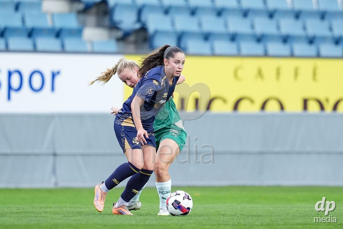 Luzern, Switzerland - August 28: Tabea Griss of FC St. Gallen (R) and Melissa Rondalli of FC Luzern (L) battle for the ball (duel) during the AXA Women's Super League match between FC Luzern and FC St. Gallen 1879 at thermoplan arena on August 28, 2026 in Luzern, Switzerland.