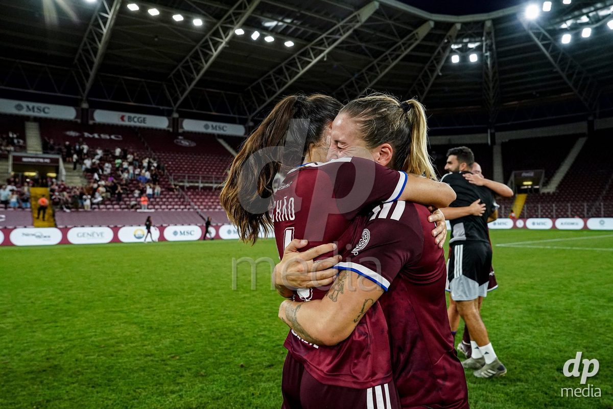 Geneva, Switzerland - September 2: Gloria Marinelli of Servette FC Chenois Feminin celebrate the victory and entry into the UWCL league phase after during the UEFA Women's Champions League match between Servette FC Chenois Feminin and AC Sparta Praha at Stade de Geneve on September 2, 2026 in Geneva, Switzerland.