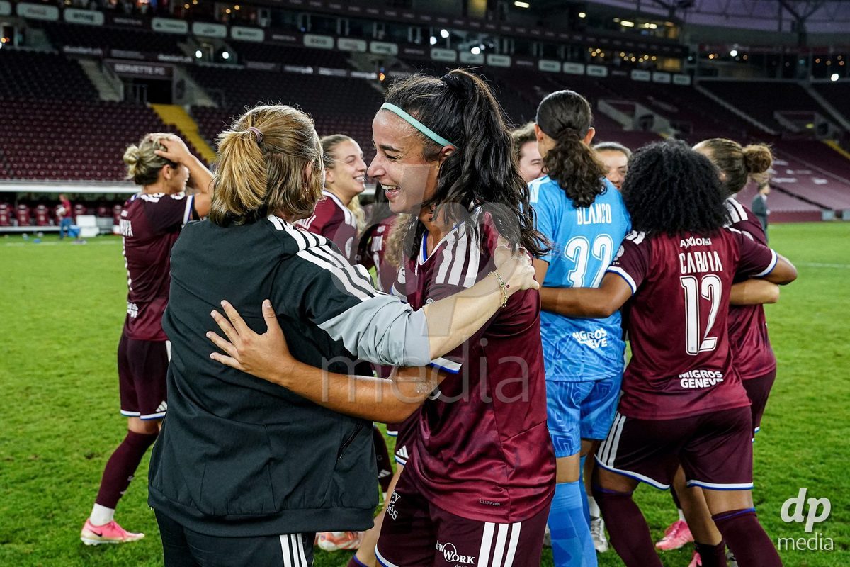 Geneva, Switzerland - September 2: Paola Hernandez of Servette FC Chenois Feminin celebrates the victory and entry into the UWCL league phase after  during the UEFA Women's Champions League match between Servette FC Chenois Feminin and AC Sparta Praha at Stade de Geneve on September 2, 2026 in Geneva, Switzerland.