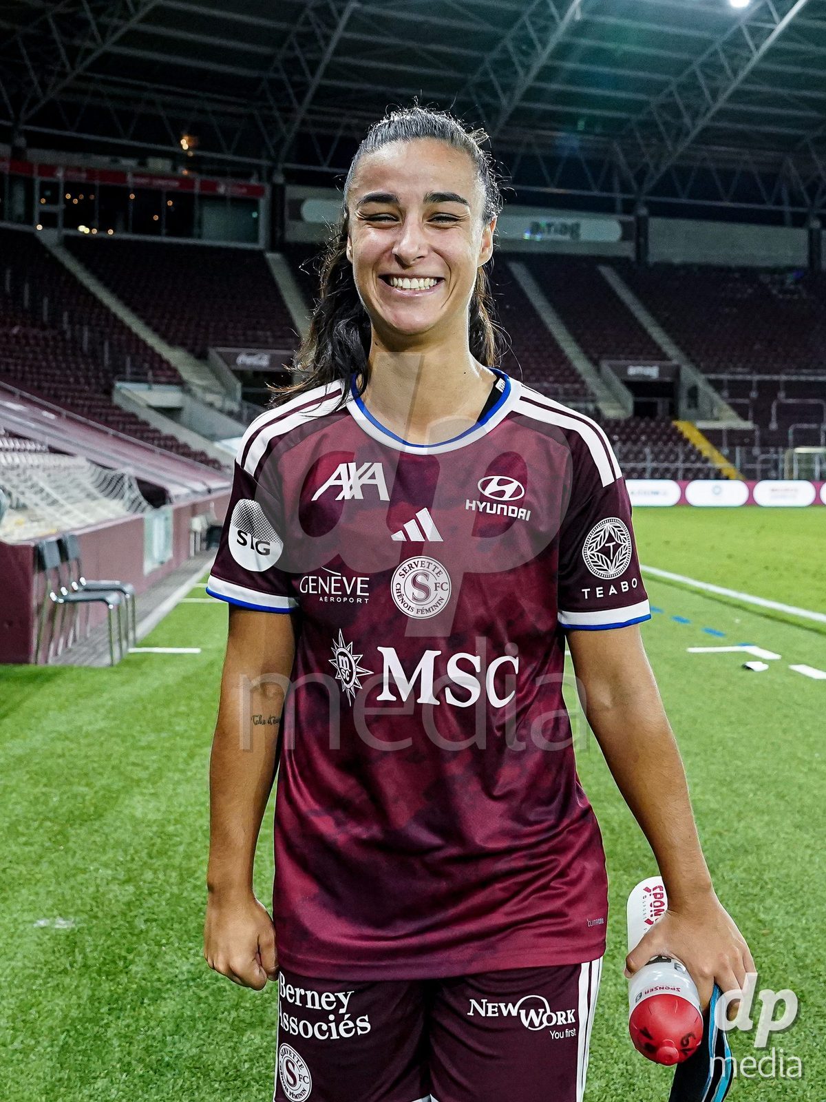Geneva, Switzerland - September 2: Paola Hernandez of Servette FC Chenois Feminin celebrates the victory and entry into the UWCL league phase after the UEFA Women's Champions League match between Servette FC Chenois Feminin and AC Sparta Praha at Stade de Geneve on September 2, 2026 in Geneva, Switzerland.