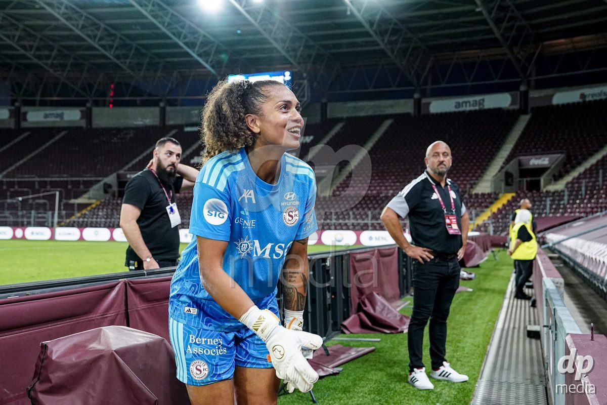Geneva, Switzerland - September 2: Jacintha Anouchka Weimar of Servette FC Chenois Feminin celebrates during the UEFA Women's Champions League match between Servette FC Chenois Feminin and AC Sparta Praha at Stade de Geneve on September 2, 2026 in Geneva, Switzerland.