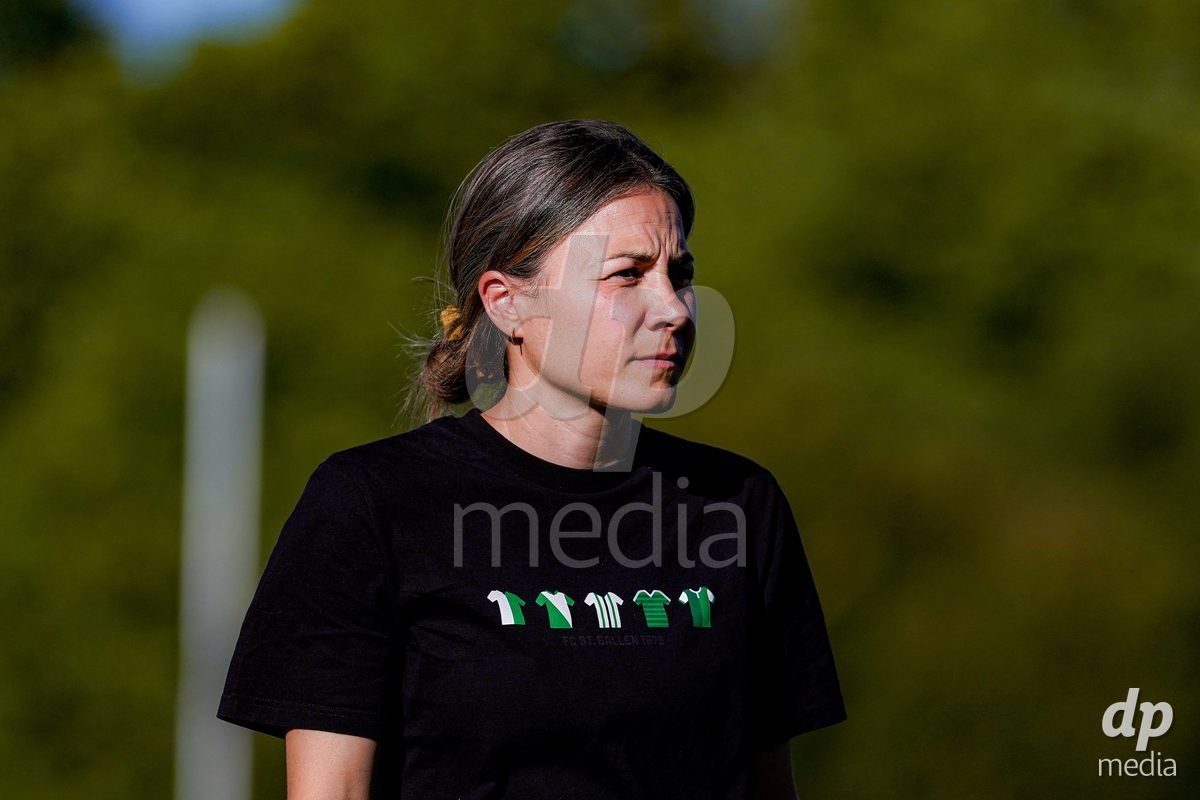Basel, Switzerland - September 4: Jasmin Schweer, Head Coach of St.Gallen 1879 arrival during the AXA Women's Super League match between FC Basel 1893 and FC St. Gallen 1879 at Leichtathletikstadion on September 4, 2026 in Basel, Switzerland.