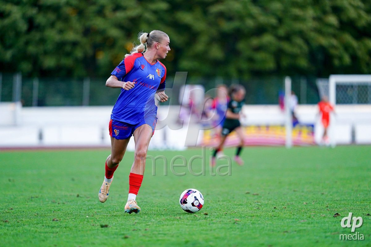 Basel, Switzerland - September 4: Anna Krog of FC Basel 1893 controls the ball during the AXA Women's Super League match between FC Basel 1893 and FC St. Gallen 1879 at Leichtathletikstadion on September 4, 2026 in Basel, Switzerland.