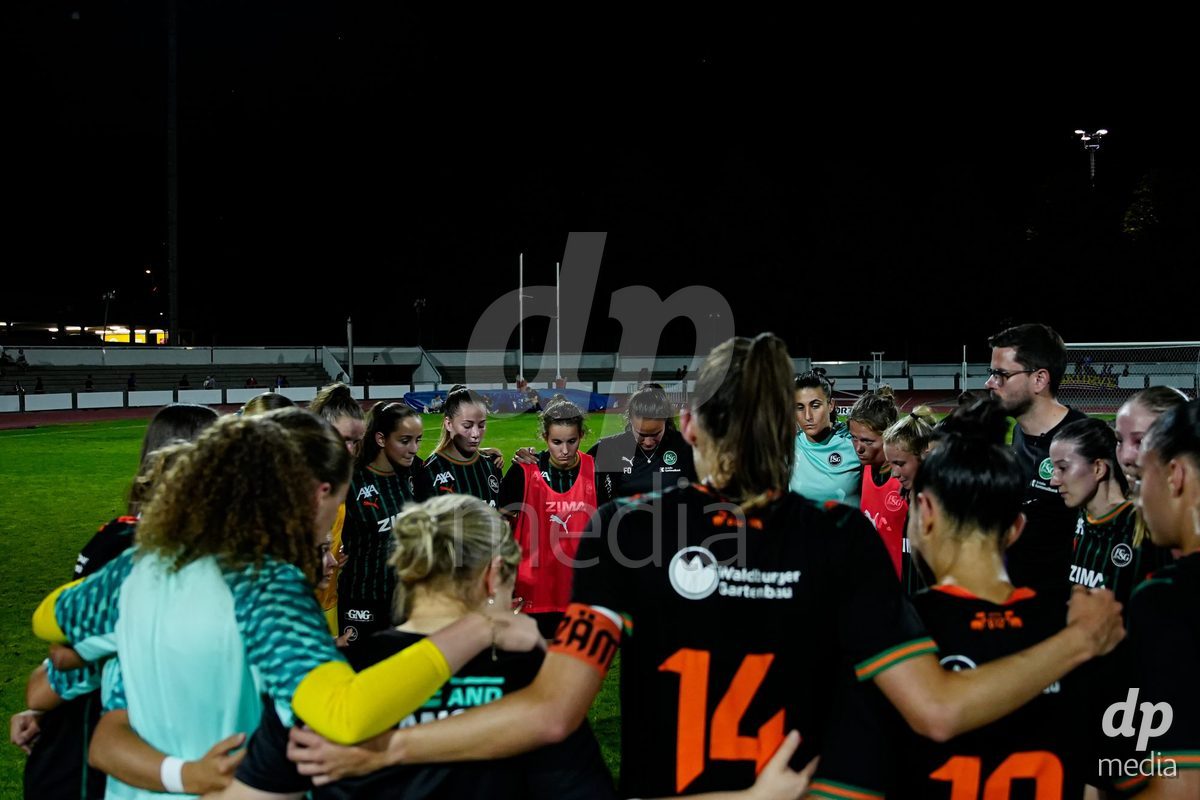 Basel, Switzerland - September 4: Players of St.Gallen 1879 after losing the AXA Women's Super League match between FC Basel 1893 and FC St. Gallen 1879 at Leichtathletikstadion on September 4, 2026 in Basel, Switzerland.