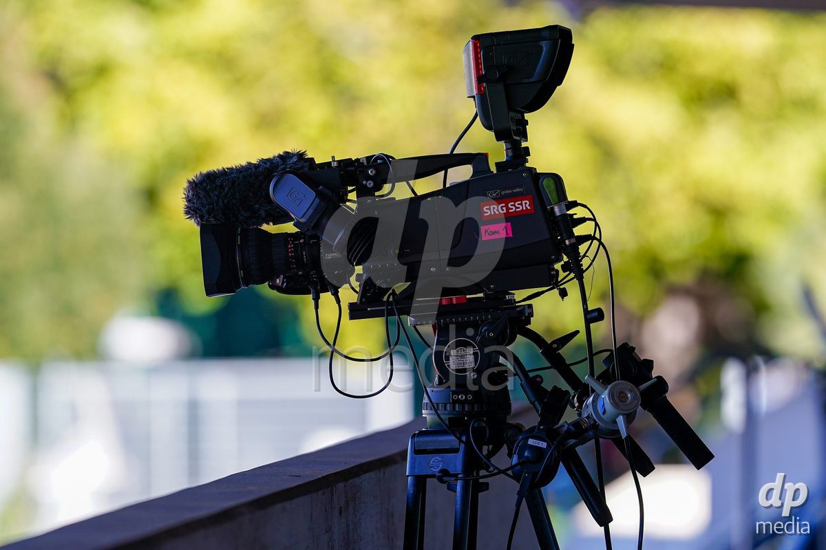 Basel, Switzerland - September 4: SRG SSR TV Camera prior to the AXA Women's Super League match between FC Basel 1893 and FC St. Gallen 1879 at Leichtathletikstadion on September 4, 2026 in Basel, Switzerland.