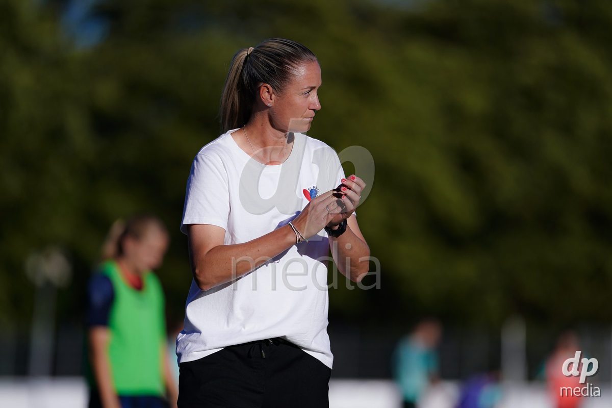 Basel, Switzerland - September 4: Danique Stein, Head Coach of FC Basel 1893, during the AXA Women's Super League match between FC Basel 1893 and FC St. Gallen 1879 at Leichtathletikstadion on September 4, 2026 in Basel, Switzerland.