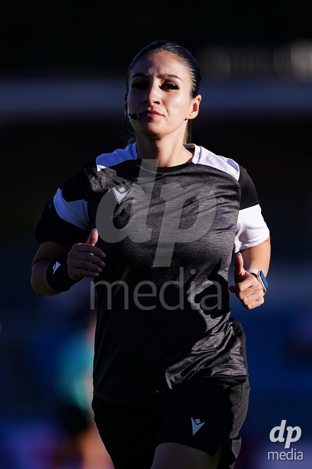 Basel, Switzerland - September 4: Referee Esra Polat Kurt warming up during the AXA Women's Super League match between FC Basel 1893 and FC St. Gallen 1879 at Leichtathletikstadion on September 4, 2026 in Basel, Switzerland.