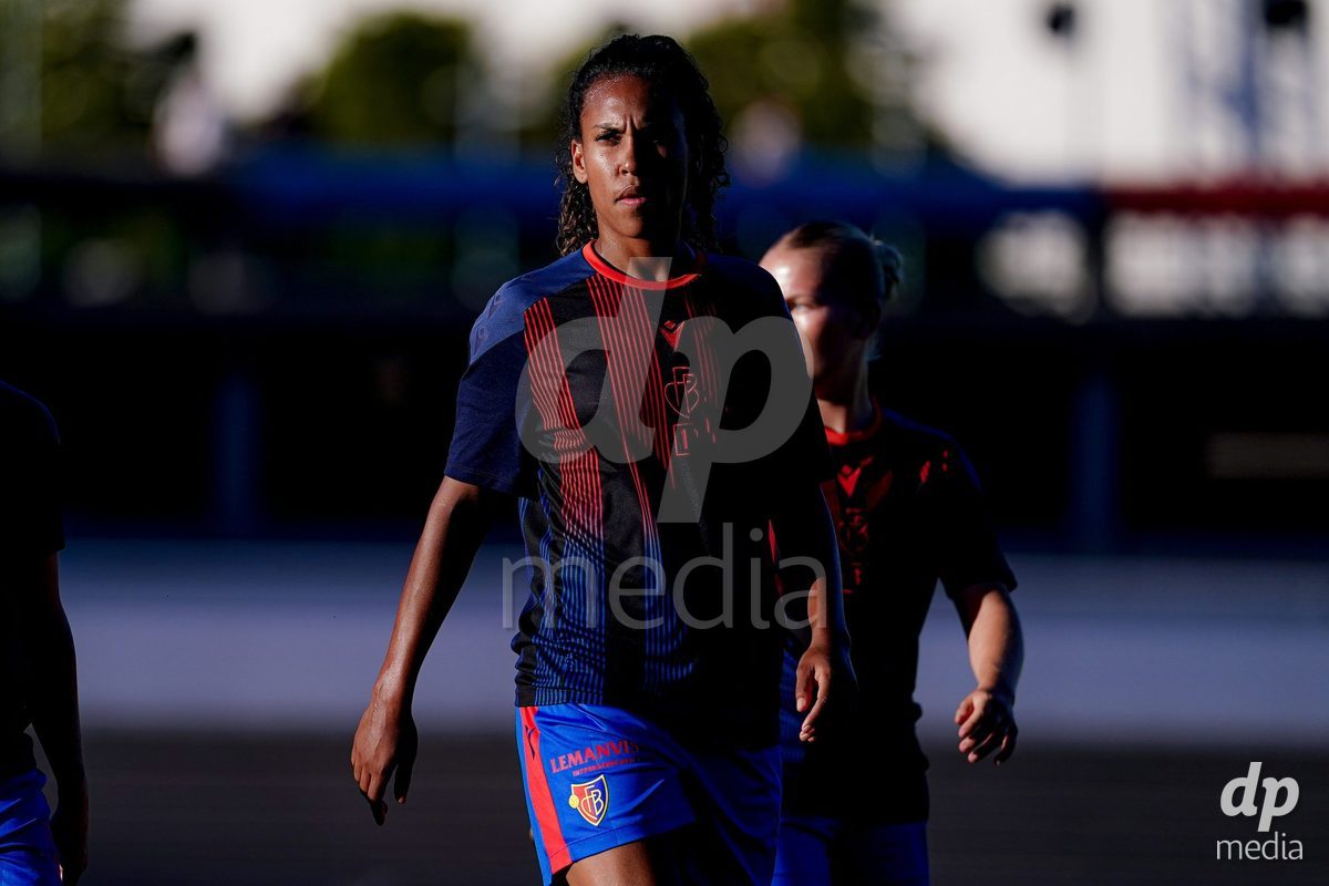 Basel, Switzerland - September 4: Coumba Sow of FC Basel 1893 warming up during the AXA Women's Super League match between FC Basel 1893 and FC St. Gallen 1879 at Leichtathletikstadion on September 4, 2026 in Basel, Switzerland.