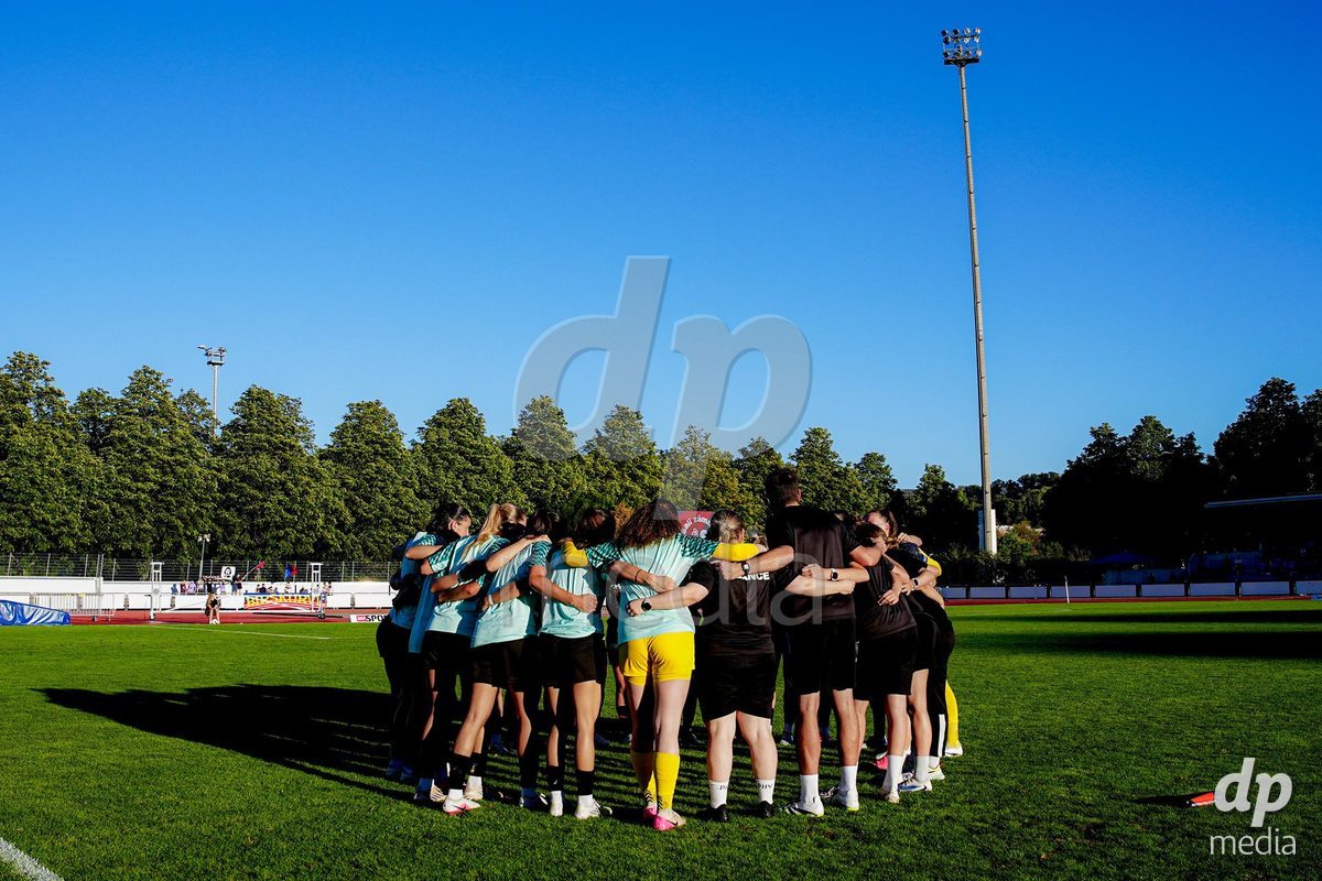 Basel, Switzerland - September 4: Players of St.Gallen 1879 during the AXA Women's Super League match between FC Basel 1893 and FC St. Gallen 1879 at Leichtathletikstadion on September 4, 2026 in Basel, Switzerland.