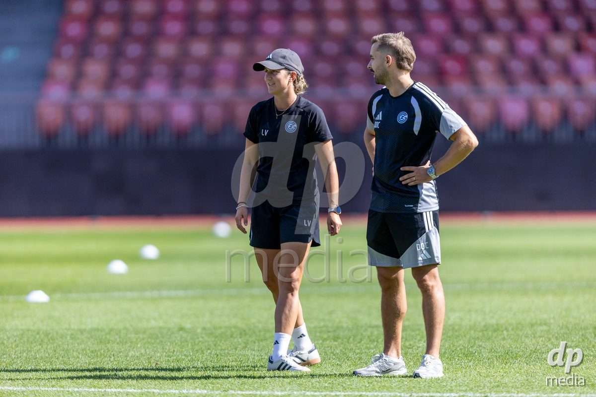 ZURICH, SWITZERLAND - September 6: Laura Vetterlein, Head Coach of GC Frauenfussball during the AXA Women's Super League match between GC Frauenfussball and Servette FC Chenois Feminin at Letzigrund on September 6, 2026 in Zurich, Switzerland.