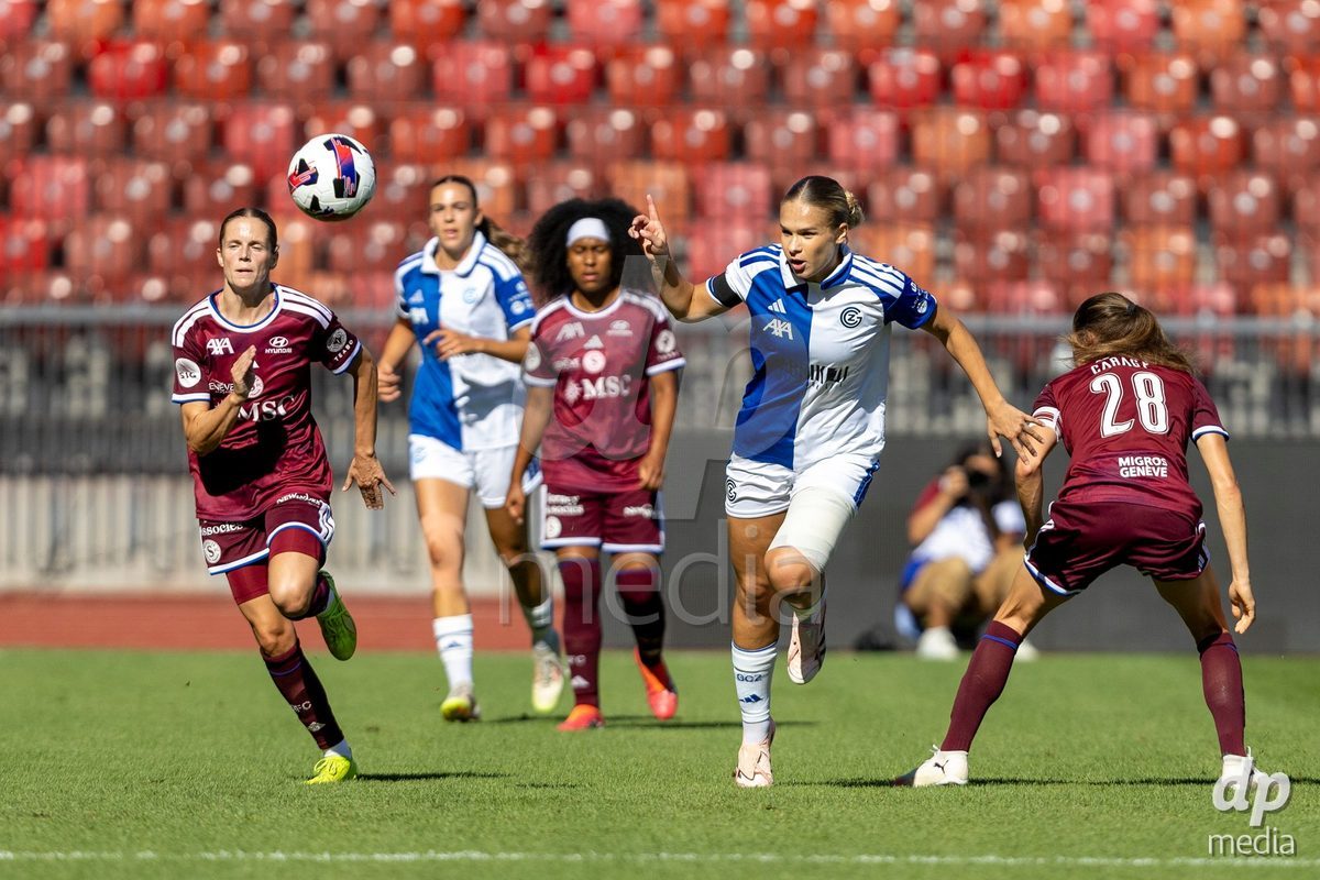 ZURICH, SWITZERLAND - September 6: Ella Ljustina of GC Frauenfussball in action during the AXA Women's Super League match between GC Frauenfussball and Servette FC Chenois Feminin at Letzigrund on September 6, 2026 in Zurich, Switzerland.
