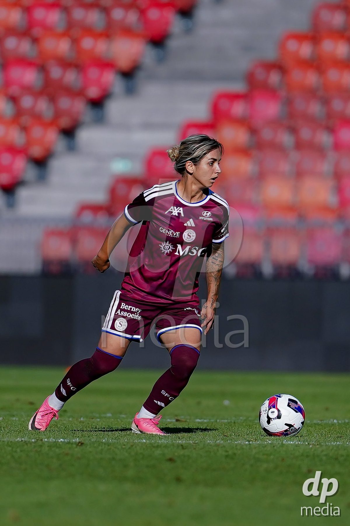 ZURICH, SWITZERLAND - September 6: Natasa Andonova (NataÅ¡a Andonova) of Servette FC Chenois Feminin in action during the AXA Women's Super League match between GC Frauenfussball and Servette FC Chenois Feminin at Letzigrund on September 6, 2026 in Zurich, Switzerland.