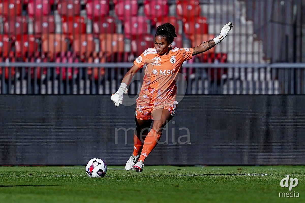 ZURICH, SWITZERLAND - September 6: Jacinta Weimar of Servette FC Chenois Feminin in action during the AXA Women's Super League match between GC Frauenfussball and Servette FC Chenois Feminin at Letzigrund on September 6, 2026 in Zurich, Switzerland.