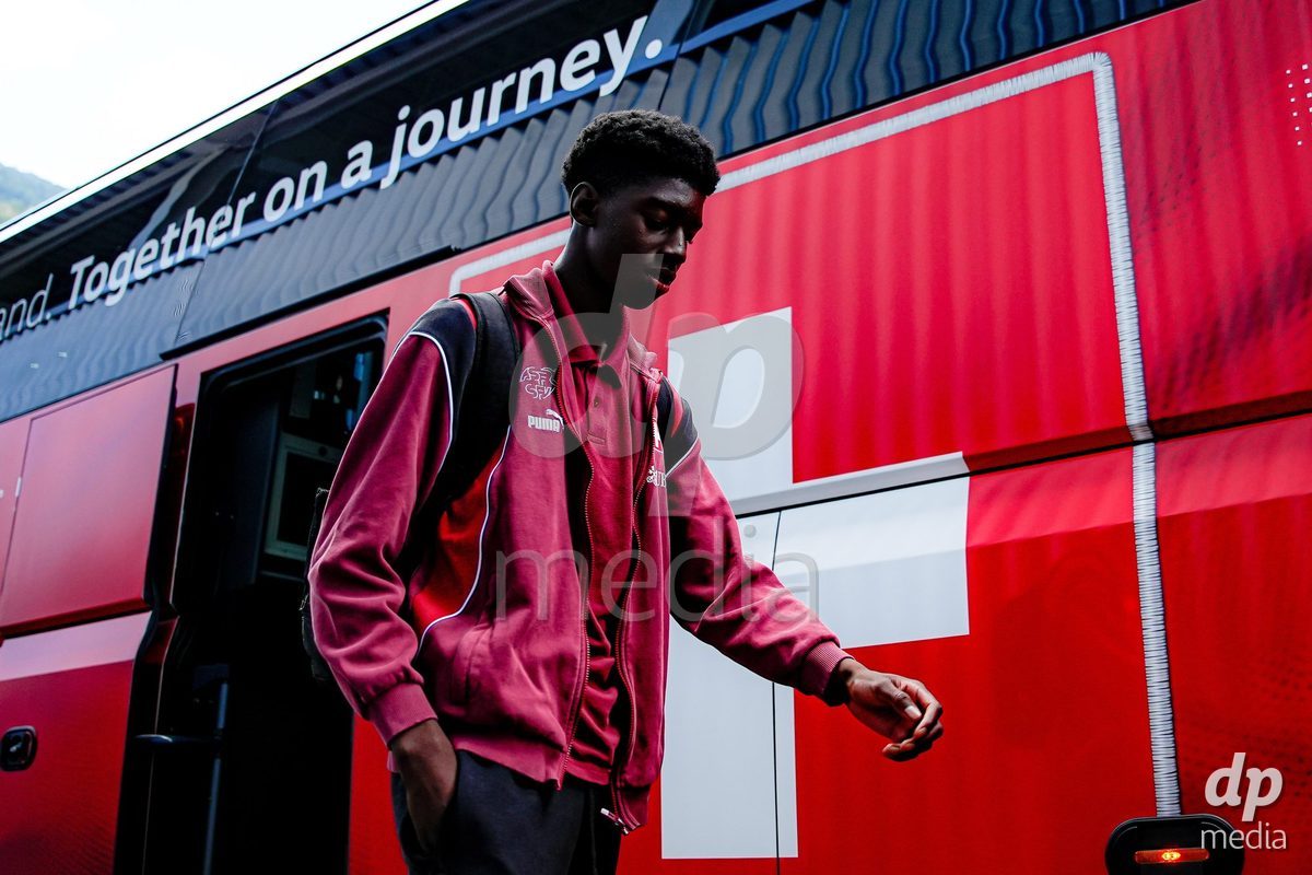 OBERE AU, Switzerland - September 8: Players of Switzerland arrival prior to the International Friendly U20 match between Switzerland and Luxembourg at TBD on September 8, 2026 in Obere Au, Switzerland.