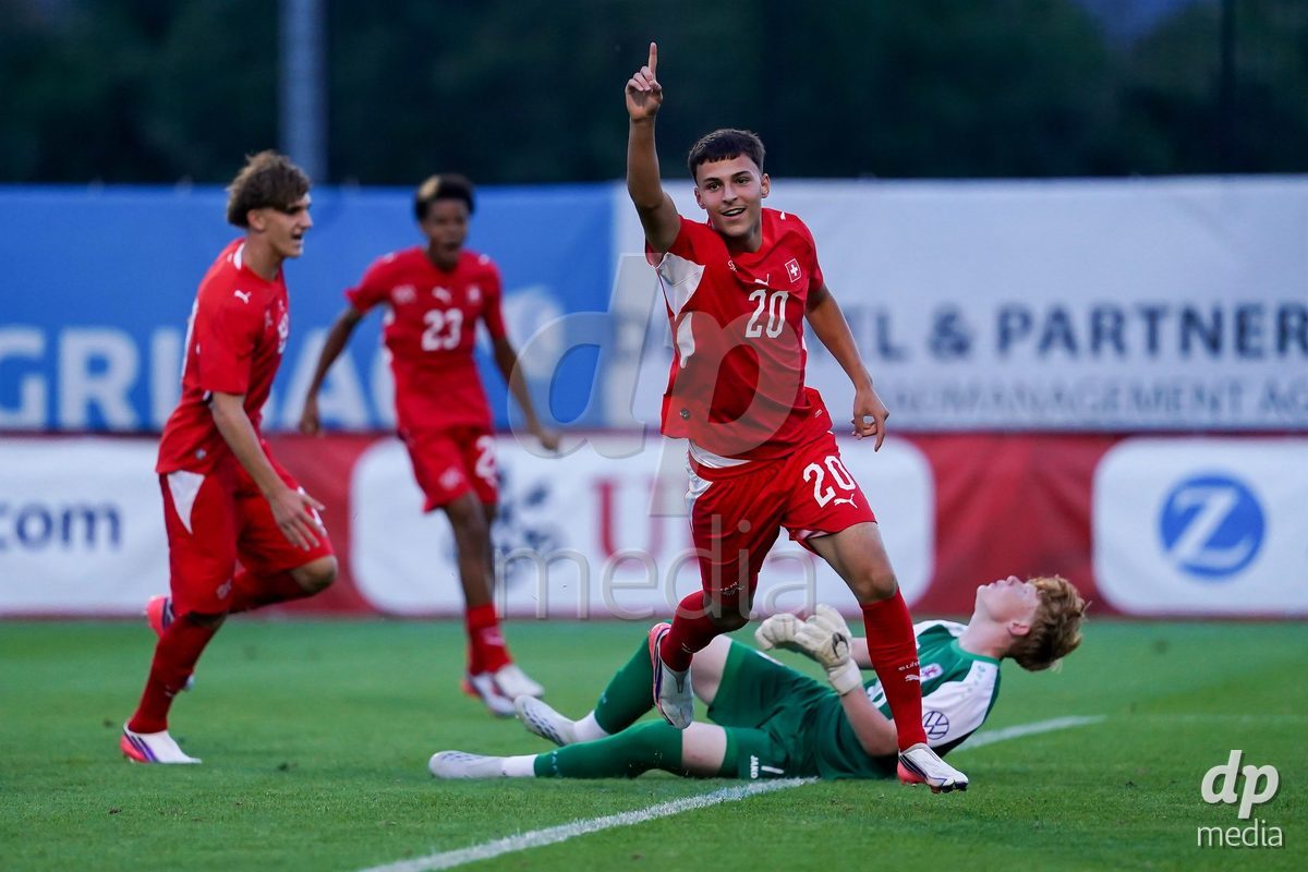 OBERE AU, Switzerland - September 8: Marin Ivankovic of Switzerland celebrating after scoring teams second goal during the International Friendly U20 match between Switzerland and Luxembourg at TBD on September 8, 2026 in Obere Au, Switzerland.