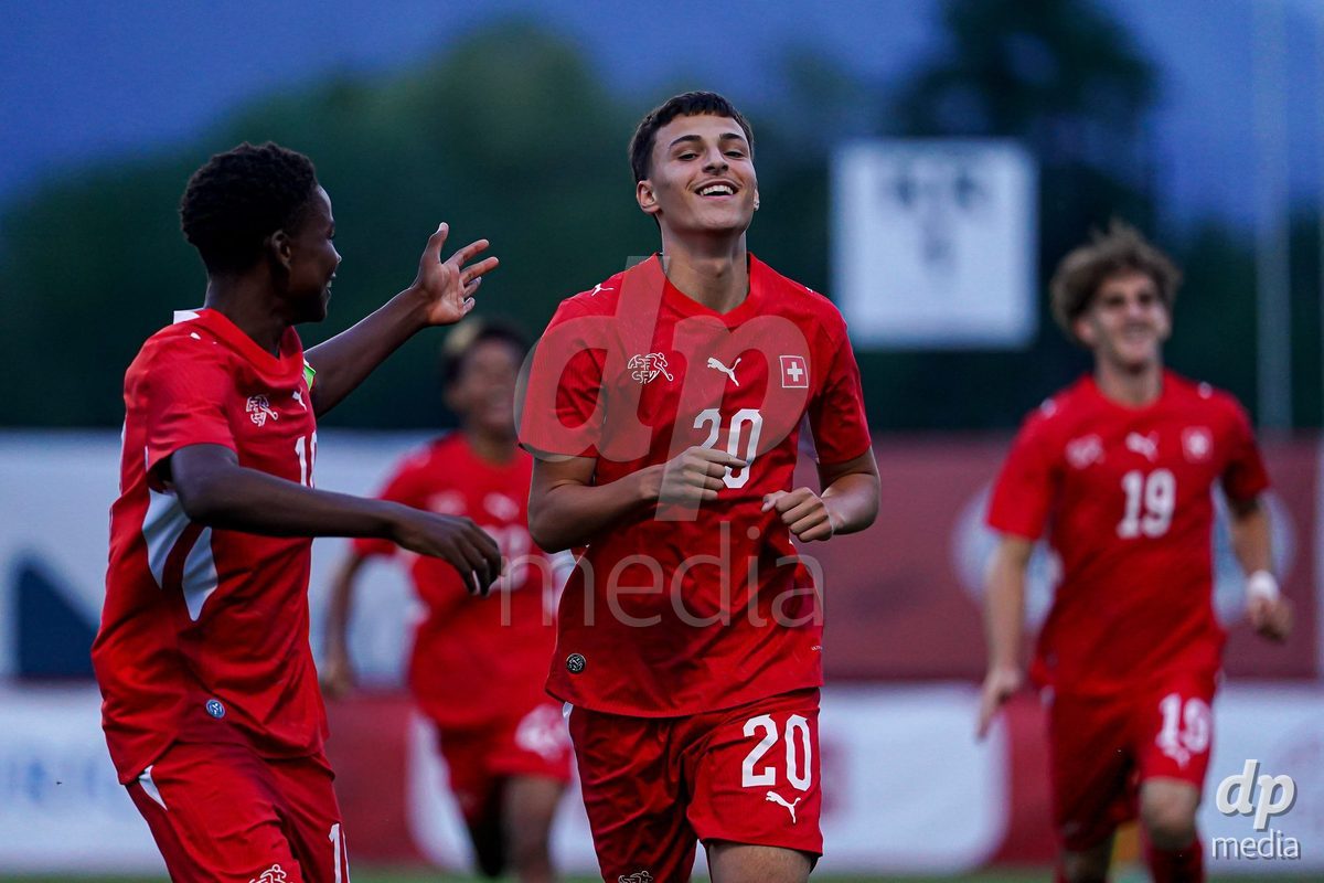 OBERE AU, Switzerland - September 8: Marin Ivankovic of Switzerland celebrating after scoring teams second goal during the International Friendly U20 match between Switzerland and Luxembourg at TBD on September 8, 2026 in Obere Au, Switzerland.