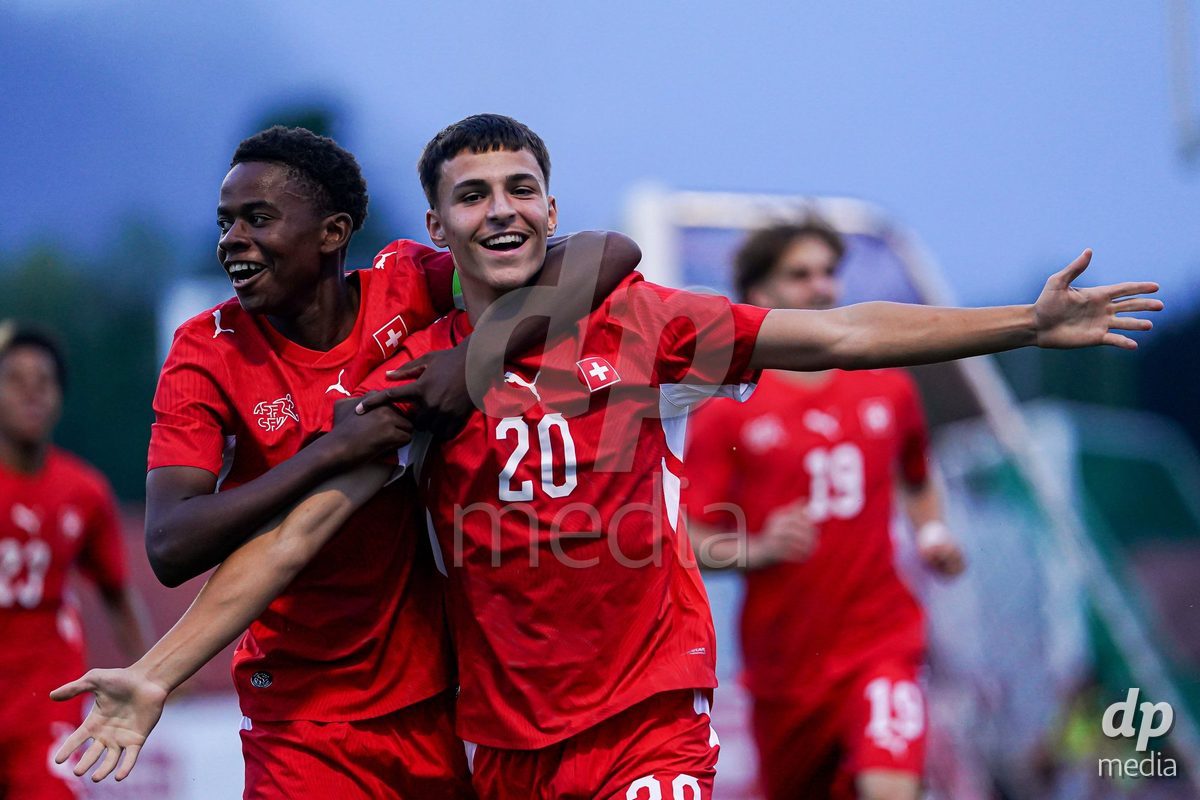 OBERE AU, Switzerland - September 8: Marin Ivankovic of Switzerland celebrating after scoring teams second goal during the International Friendly U20 match between Switzerland and Luxembourg at TBD on September 8, 2026 in Obere Au, Switzerland.