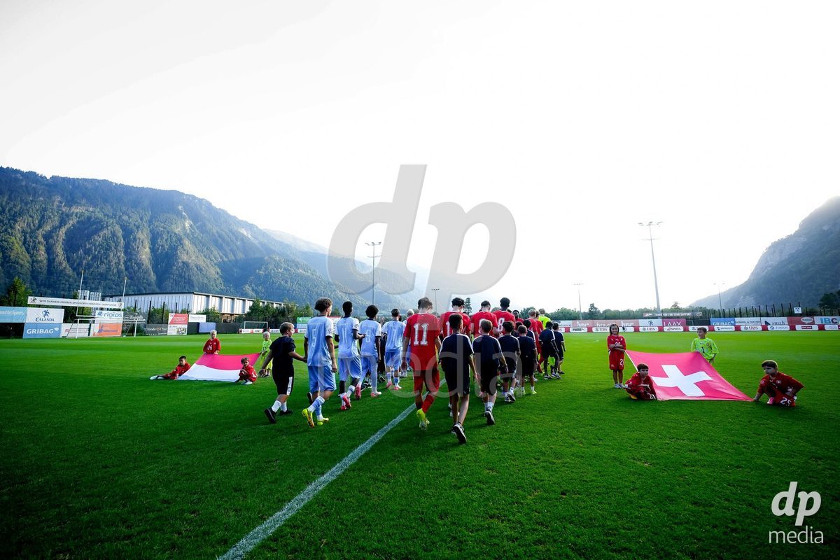 OBERE AU, Switzerland - September 8:Panoramic view during the International Friendly U20 match between Switzerland and Luxembourg at TBD on September 8, 2026 in Obere Au, Switzerland.