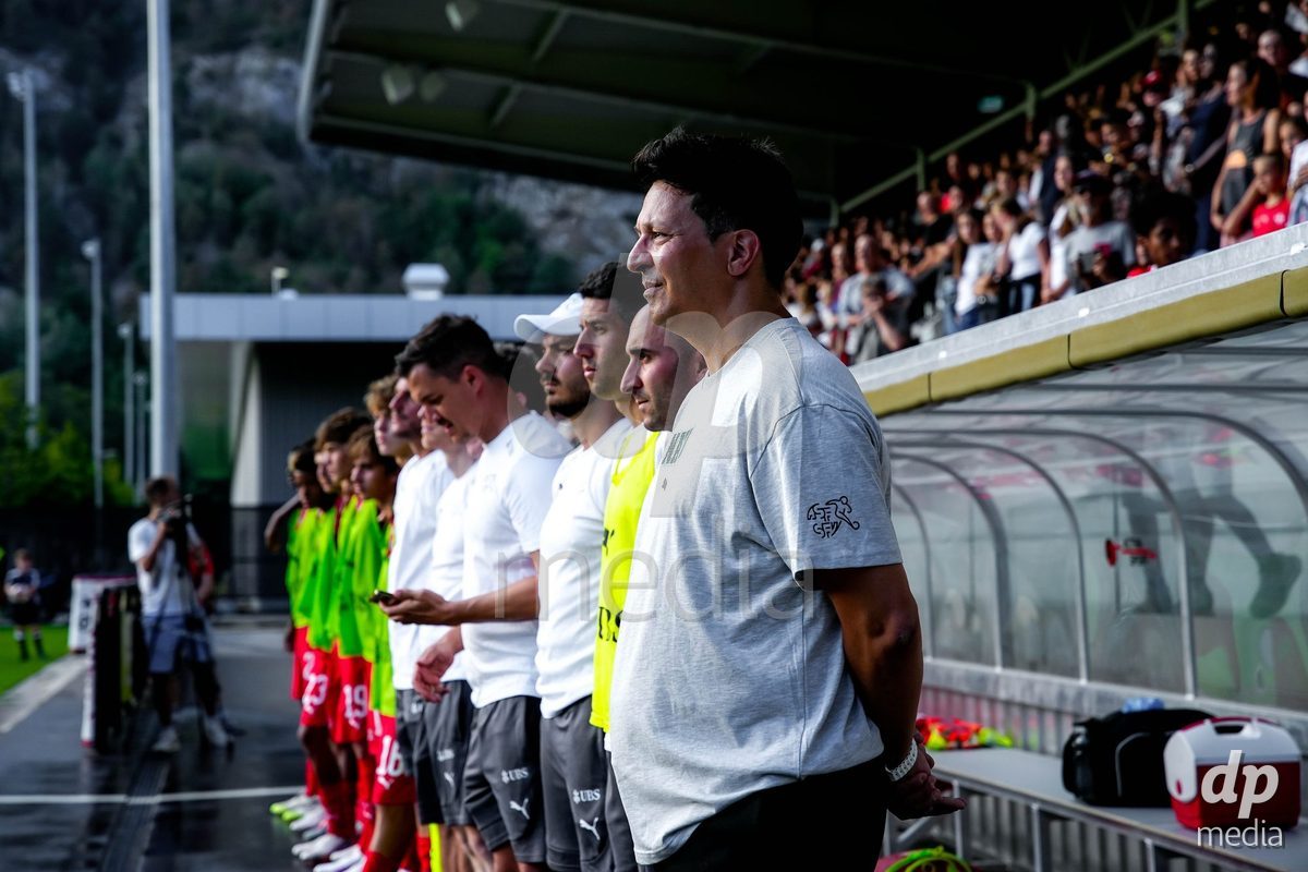 OBERE AU, Switzerland - September 8: Gabriele Francesco, Head Coach of Switzerland, during the International Friendly U20 match between Switzerland and Luxembourg at TBD on September 8, 2026 in Obere Au, Switzerland.