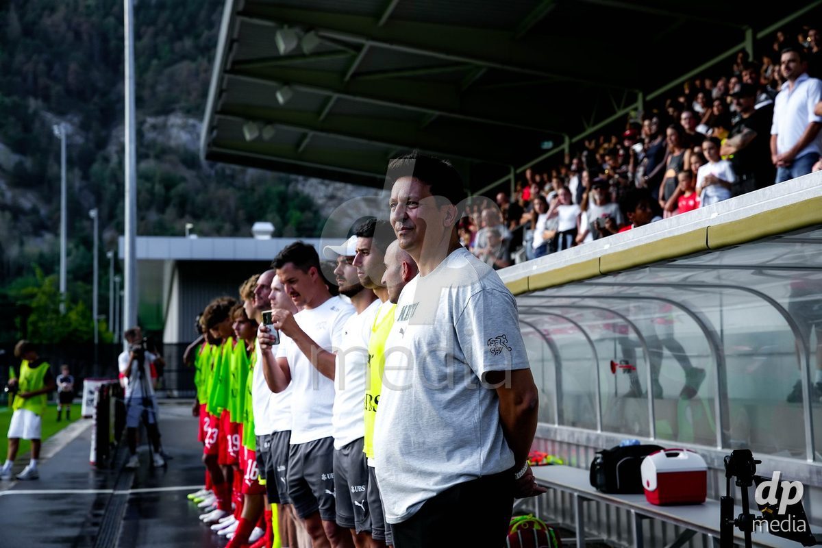 OBERE AU, Switzerland - September 8: Gabriele Francesco, Head Coach of Switzerland, during the International Friendly U20 match between Switzerland and Luxembourg at TBD on September 8, 2026 in Obere Au, Switzerland.