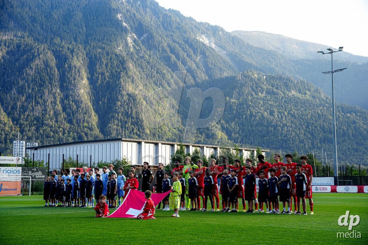 OBERE AU, Switzerland - September 8: Players of Switzerland (R) and Players of Luxembourg (L) during the International Friendly U20 match between Switzerland and Luxembourg at TBD on September 8, 2026 in Obere Au, Switzerland.