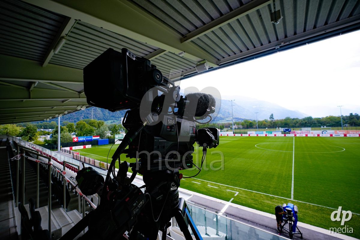 OBERE AU, Switzerland - September 8: SRF TV Camera prior to the International Friendly U20 match between Switzerland and Luxembourg at TBD on September 8, 2026 in Obere Au, Switzerland.