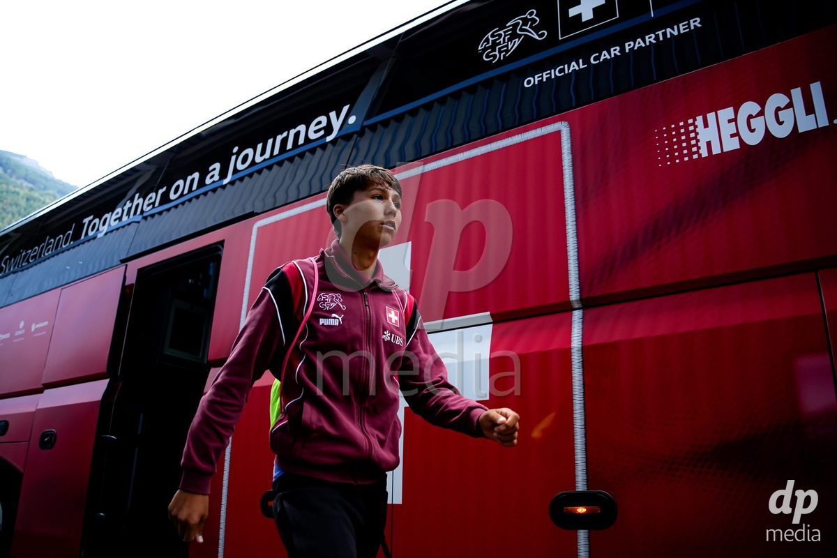 OBERE AU, Switzerland - September 8: Players of Switzerland arrival prior to the International Friendly U20 match between Switzerland and Luxembourg at TBD on September 8, 2026 in Obere Au, Switzerland.