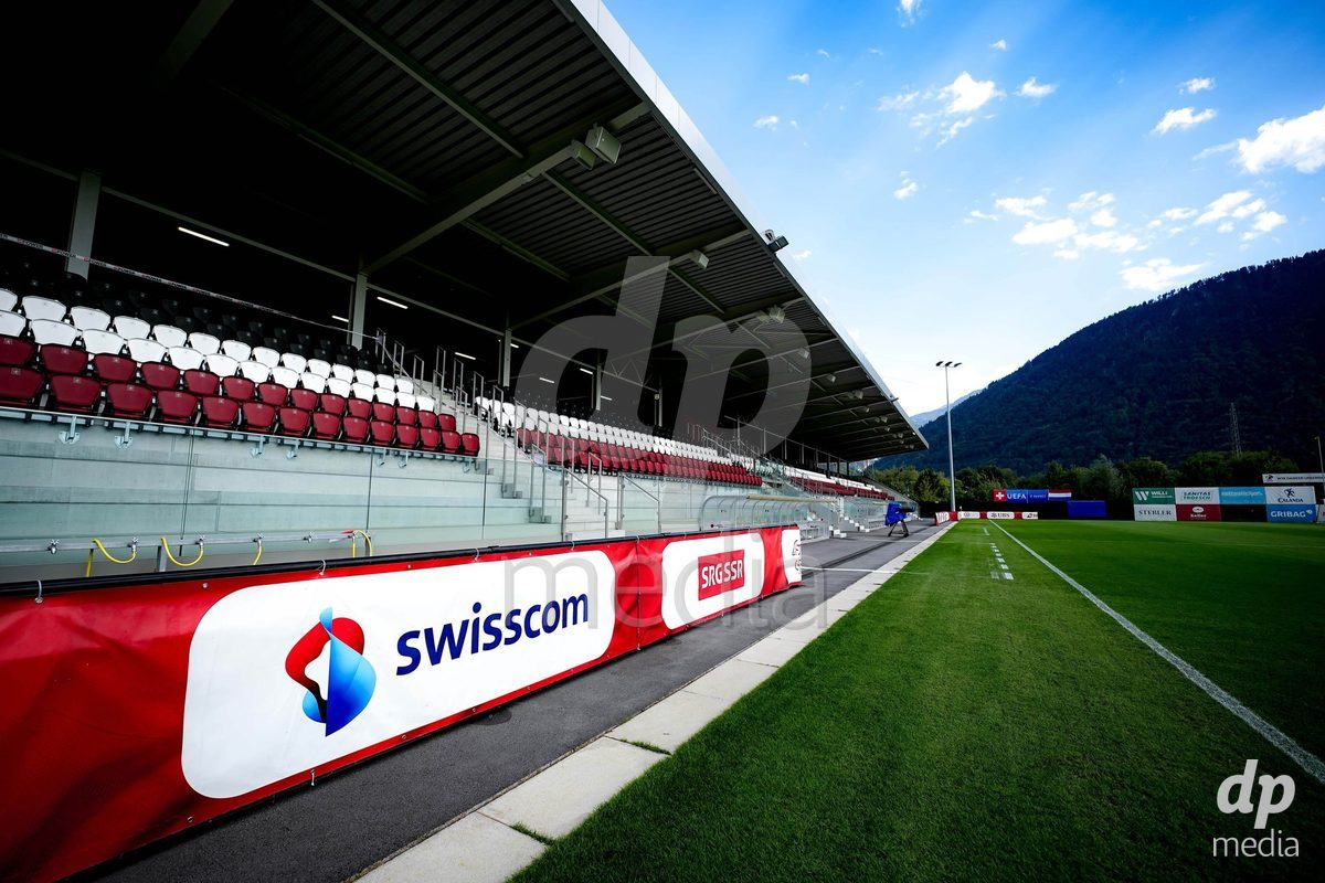 OBERE AU, Switzerland - September 8: Swisscom sponsor board during the International Friendly U20 match between Switzerland and Luxembourg at TBD on September 8, 2026 in Obere Au, Switzerland.