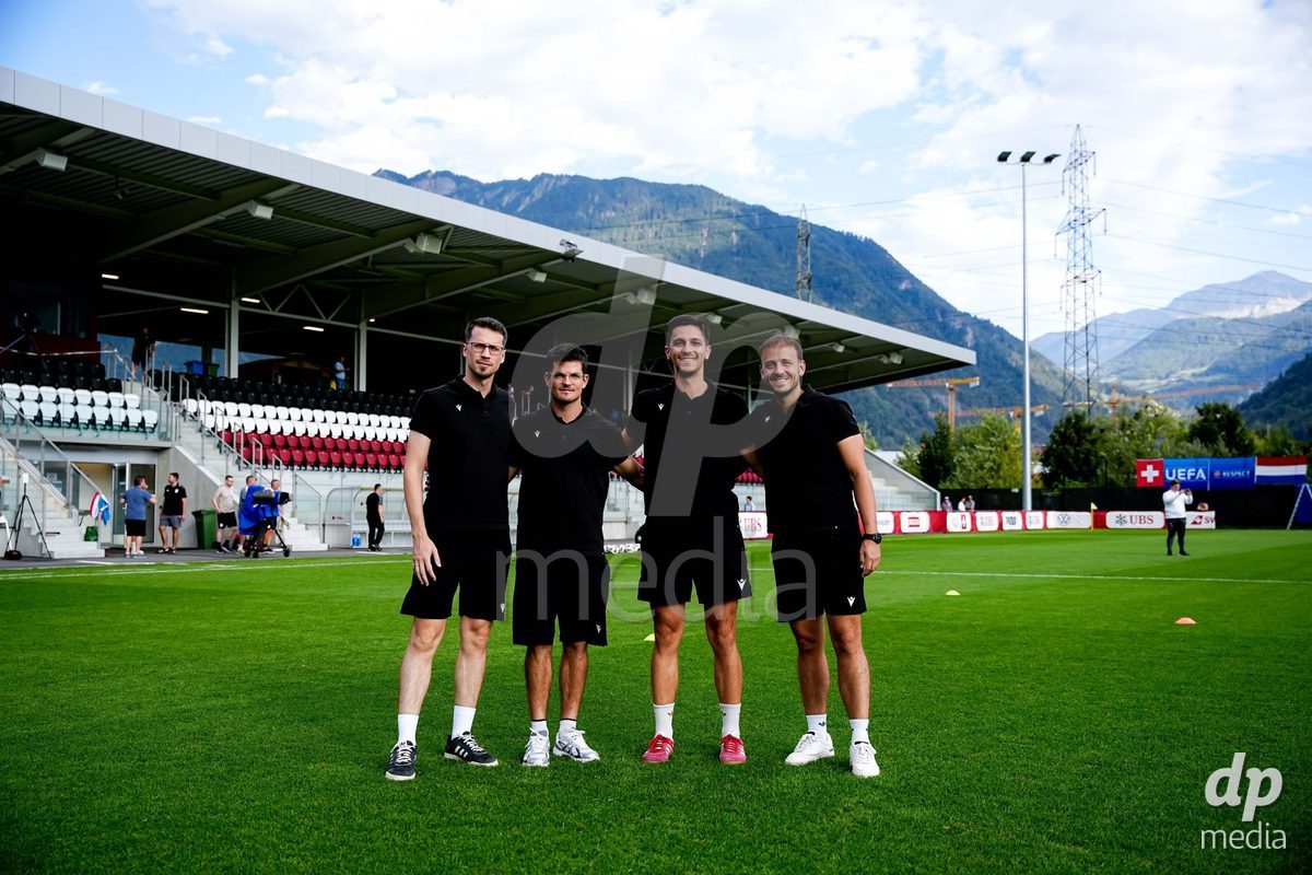 OBERE AU, Switzerland - September 8: Referees arrival prior to the International Friendly U20 match between Switzerland and Luxembourg at TBD on September 8, 2026 in Obere Au, Switzerland.