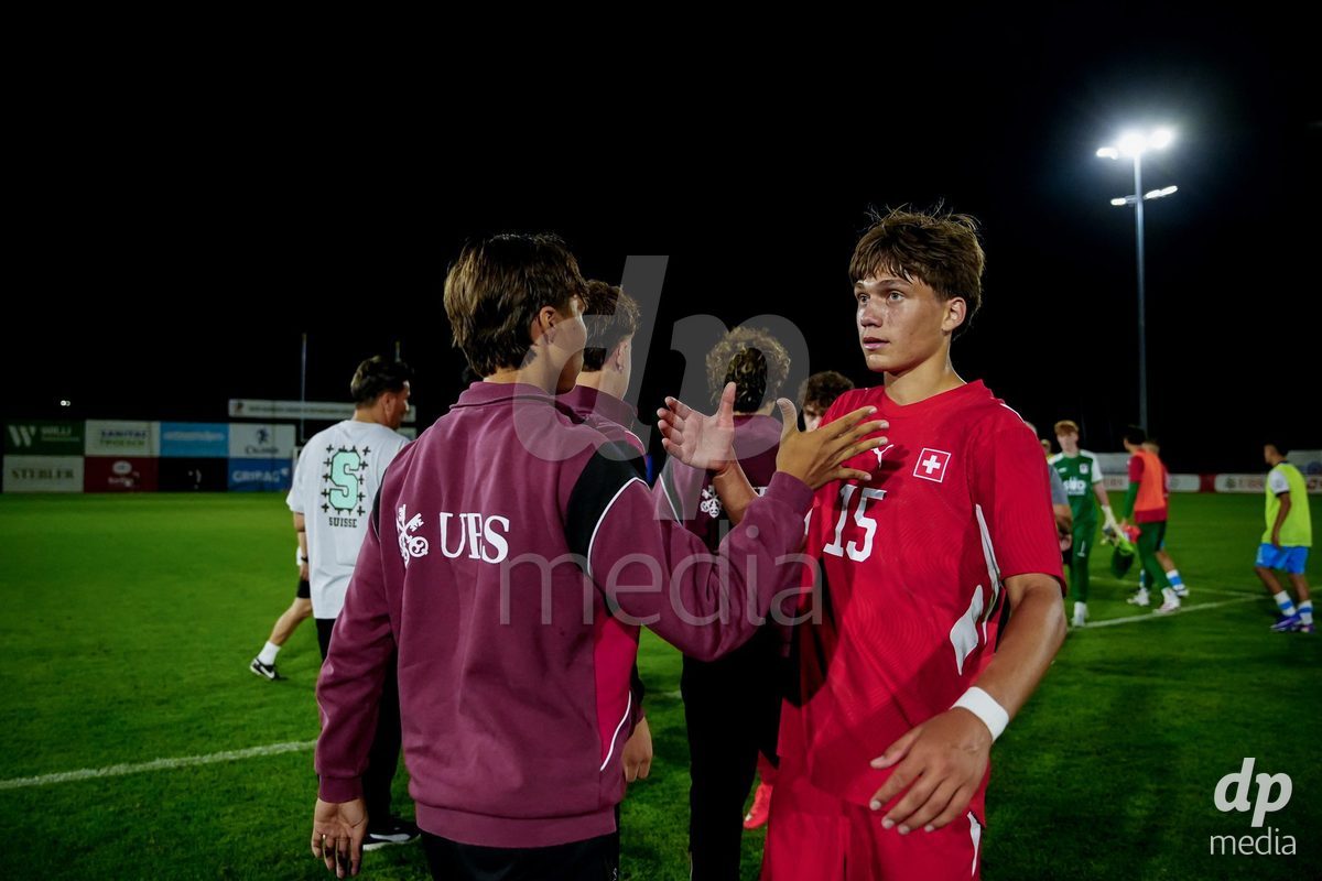 OBERE AU, Switzerland - September 8: Janosch Marlo Konetzka of Switzerland(R) after the International Friendly U20 match between Switzerland and Luxembourg at TBD on September 8, 2026 in Obere Au, Switzerland.