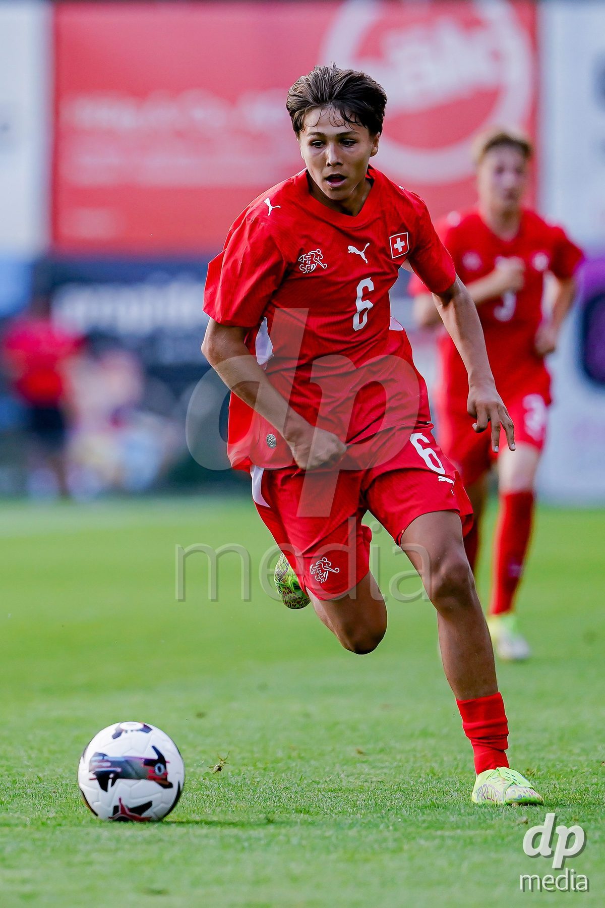 OBERE AU, Switzerland - September 8: Juan Manuel Acosta Leal of Switzerland controls the ball during the International Friendly U20 match between Switzerland and Luxembourg at TBD on September 8, 2026 in Obere Au, Switzerland.