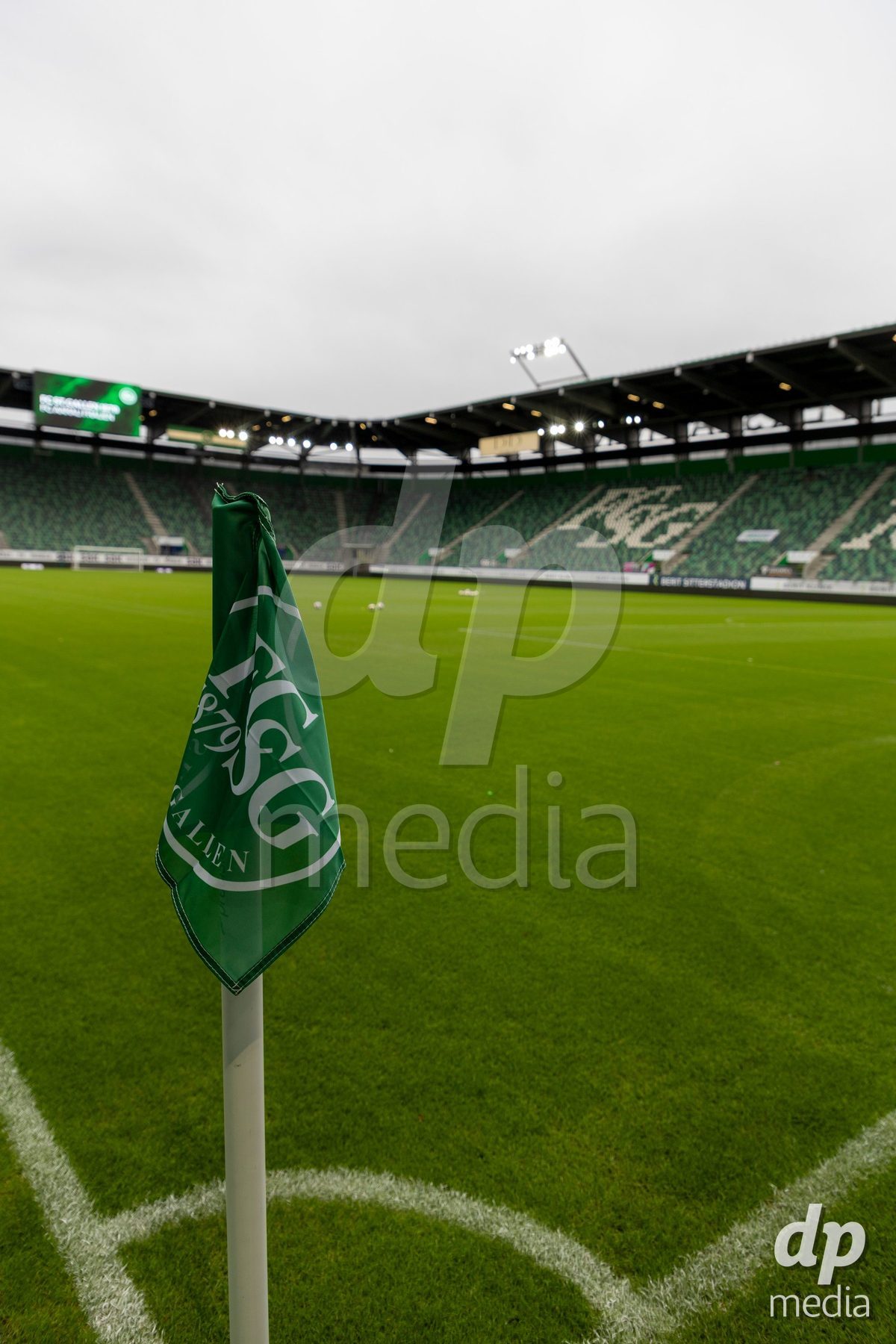 ST. GALLEN, SWITZERLAND - September 9: View of the Berit Bitterlistadion with FC St. Gallen flag during the AXA Women's Super League match between FC St. Gallen 1879 and FC Aarau Frauen at Berit Sitterstadion on September 9, 2026 in St. Gallen, Switzerland.