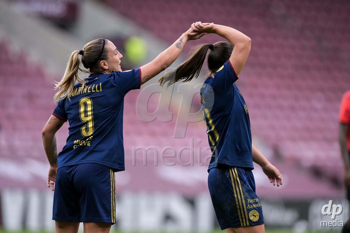 GENEVA, SWITZERLDAND - September 9: Magdalena Sobal of Servette celebrate the 1-1 gol during the AXA Women's Super League match between Servette FC Chenois Feminin and FC Yverdon Women at Stade de Geneve on September 9,2026 in Geneva, Switzerland
