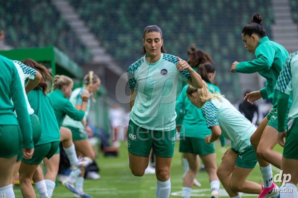 ST. GALLEN, SWITZERLAND - September 9: Players of FC St. Gallen Frauen warming up at the AXA Women's Super League match between FC St. Gallen 1879 and FC Aarau Frauen at Berit Sitterstadion on September 9, 2026 in St. Gallen, Switzerland.