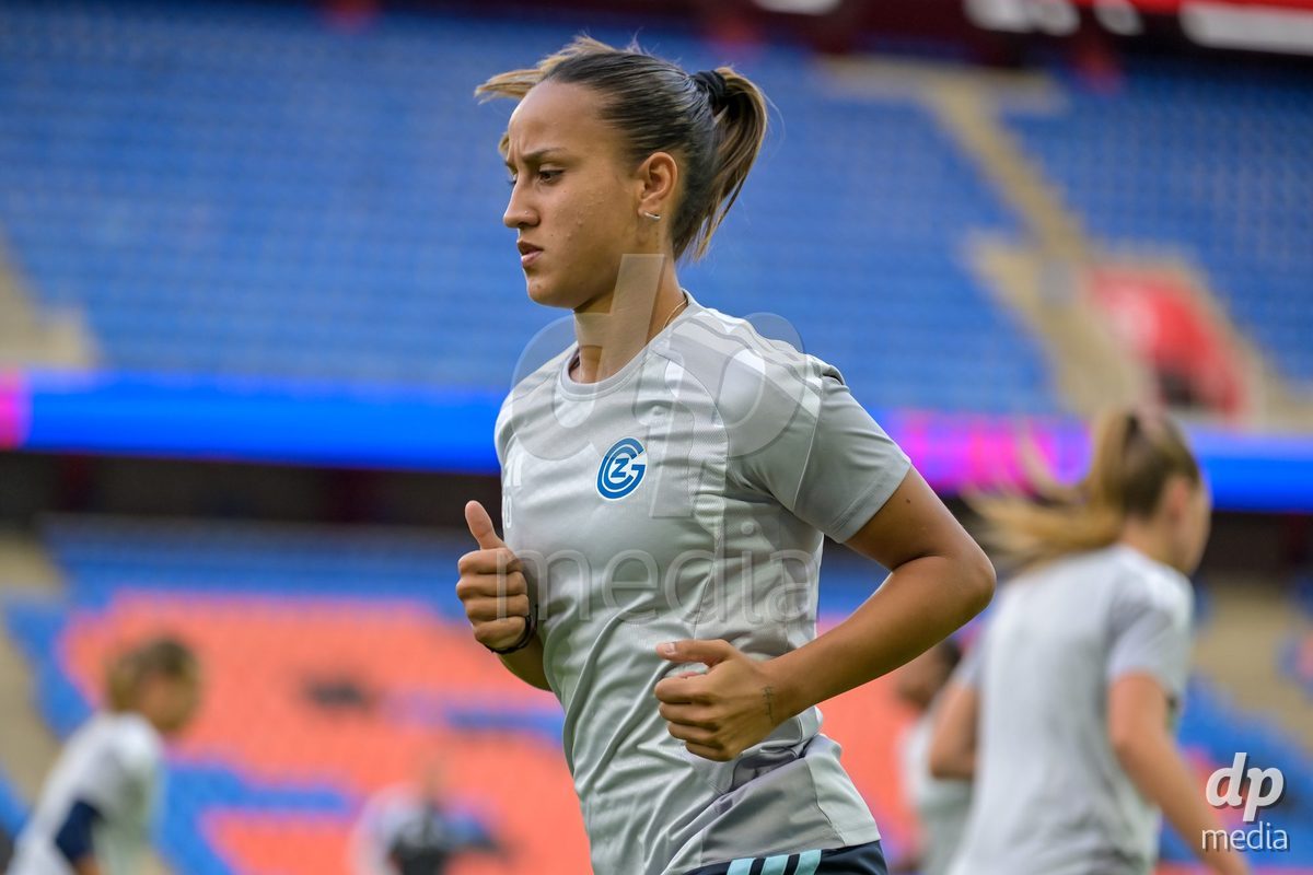 BASEL, SWITZERLAND - September 9: Yllka Kadriu of GC Frauenfussball before the AXA Women's Super League match between FC Basel 1893 and GC Frauenfussball at St. Jakob-Park on September 9, 2026 in Basel, Switzerland.