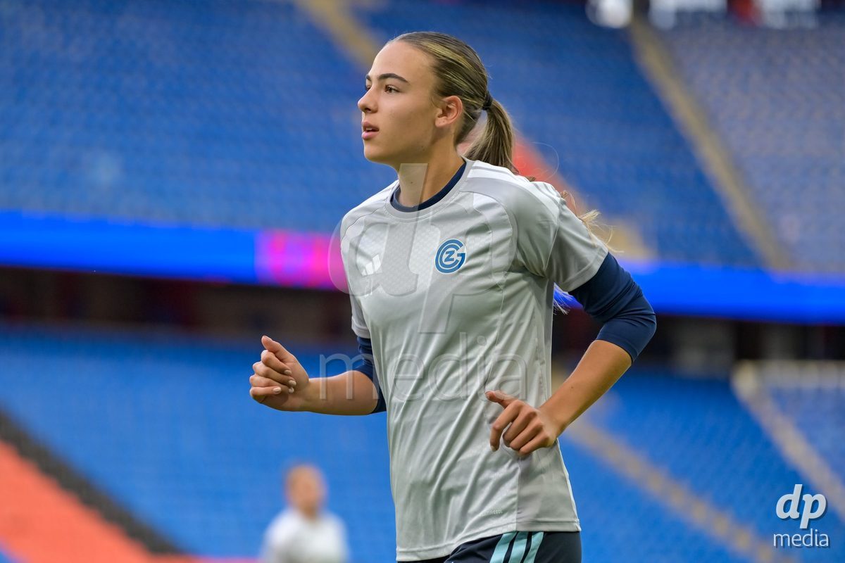 BASEL, SWITZERLAND - September 9: Emma Egli of GC Frauenfussball before the AXA Women's Super League match between FC Basel 1893 and GC Frauenfussball at St. Jakob-Park on September 9, 2026 in Basel, Switzerland.