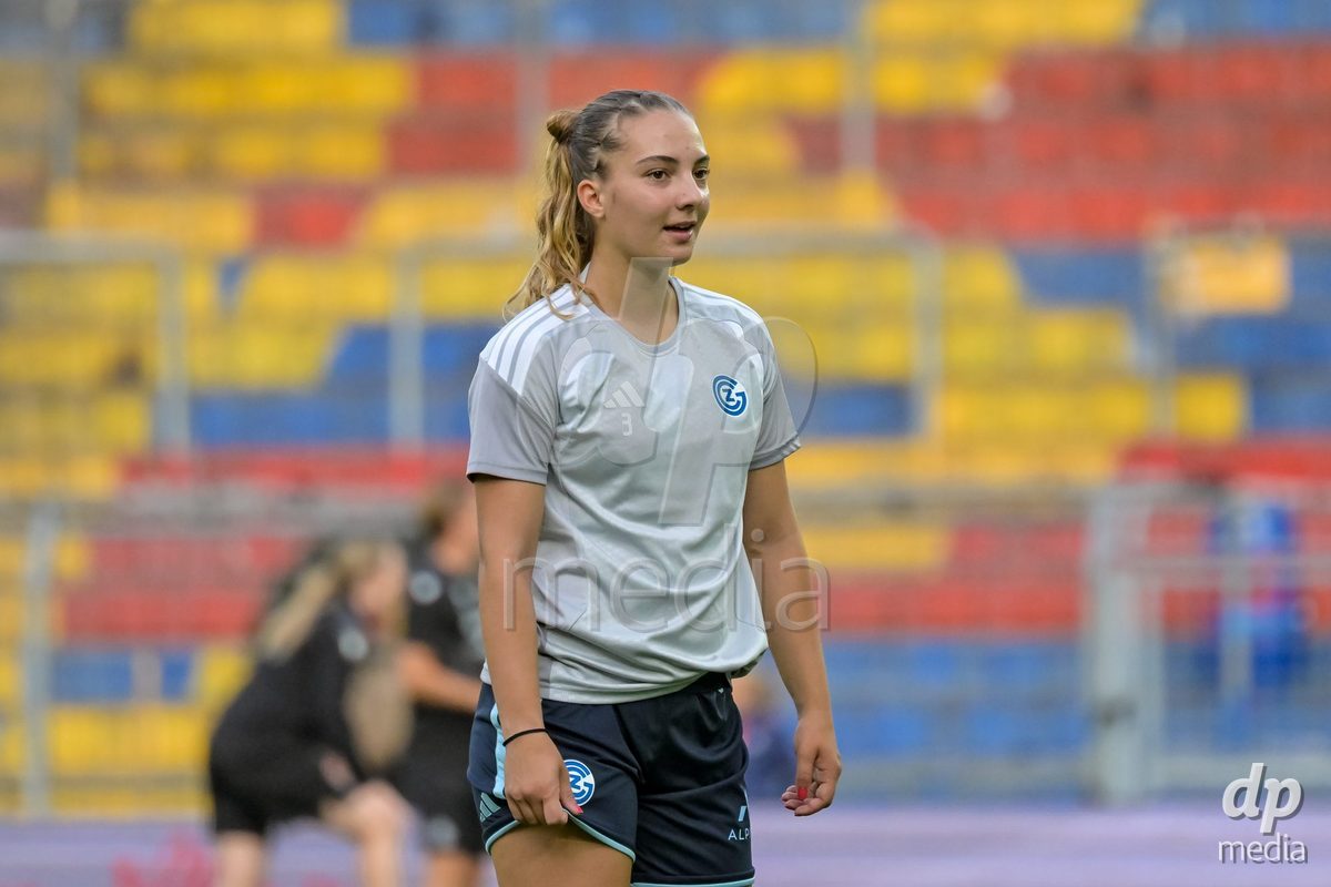 BASEL, SWITZERLAND - September 9: Emilia Brunner of GC Frauenfussball before the AXA Women's Super League match between FC Basel 1893 and GC Frauenfussball at St. Jakob-Park on September 9, 2026 in Basel, Switzerland.