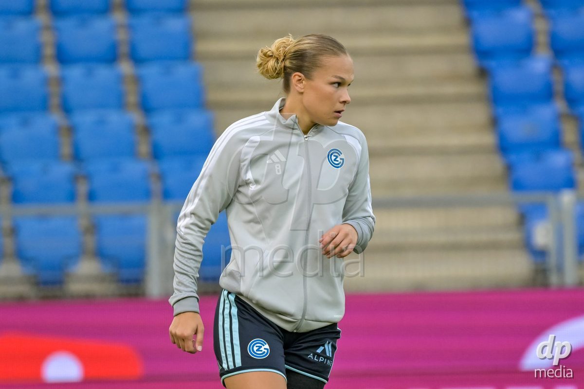 BASEL, SWITZERLAND - September 9: Ella Ljustina of GC Frauenfussball before the AXA Women's Super League match between FC Basel 1893 and GC Frauenfussball at St. Jakob-Park on September 9, 2026 in Basel, Switzerland.