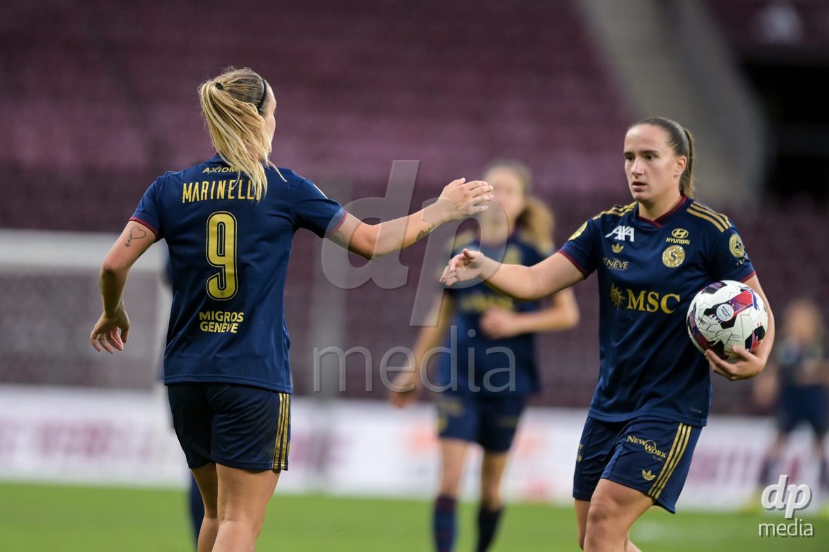 GENEVA, SWITZERLDAND - September 9: Gloria Marinelli of Servette celebrate the 2-2 gol during the AXA Women's Super League match between Servette FC Chenois Feminin and FC Yverdon Women at Stade de Geneve on September 9,2026 in Geneva, Switzerland
