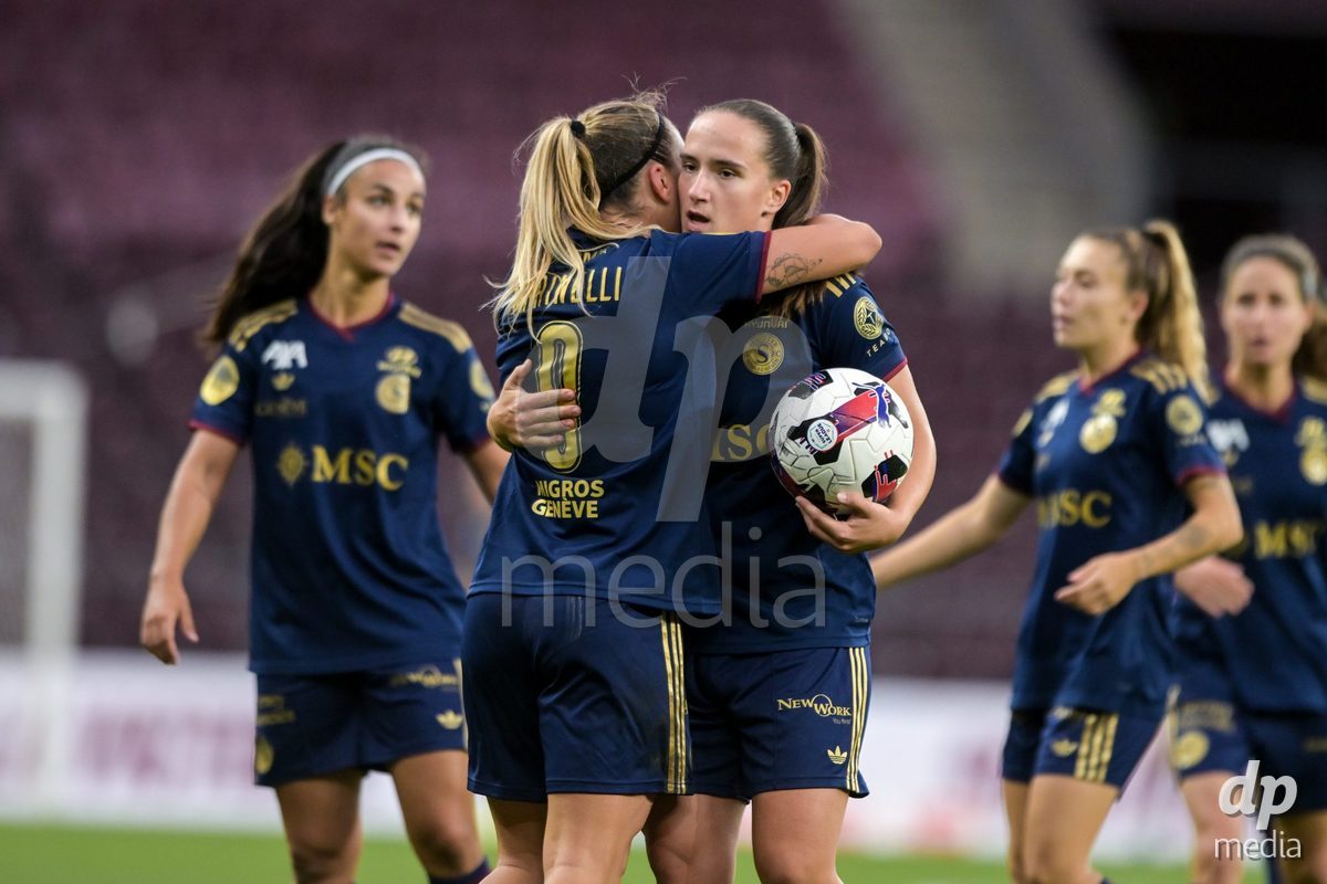 GENEVA, SWITZERLDAND - September 9: Gloria Marinelli of Servette celebrate the 2-2 gol during the AXA Women's Super League match between Servette FC Chenois Feminin and FC Yverdon Women at Stade de Geneve on September 9,2026 in Geneva, Switzerland