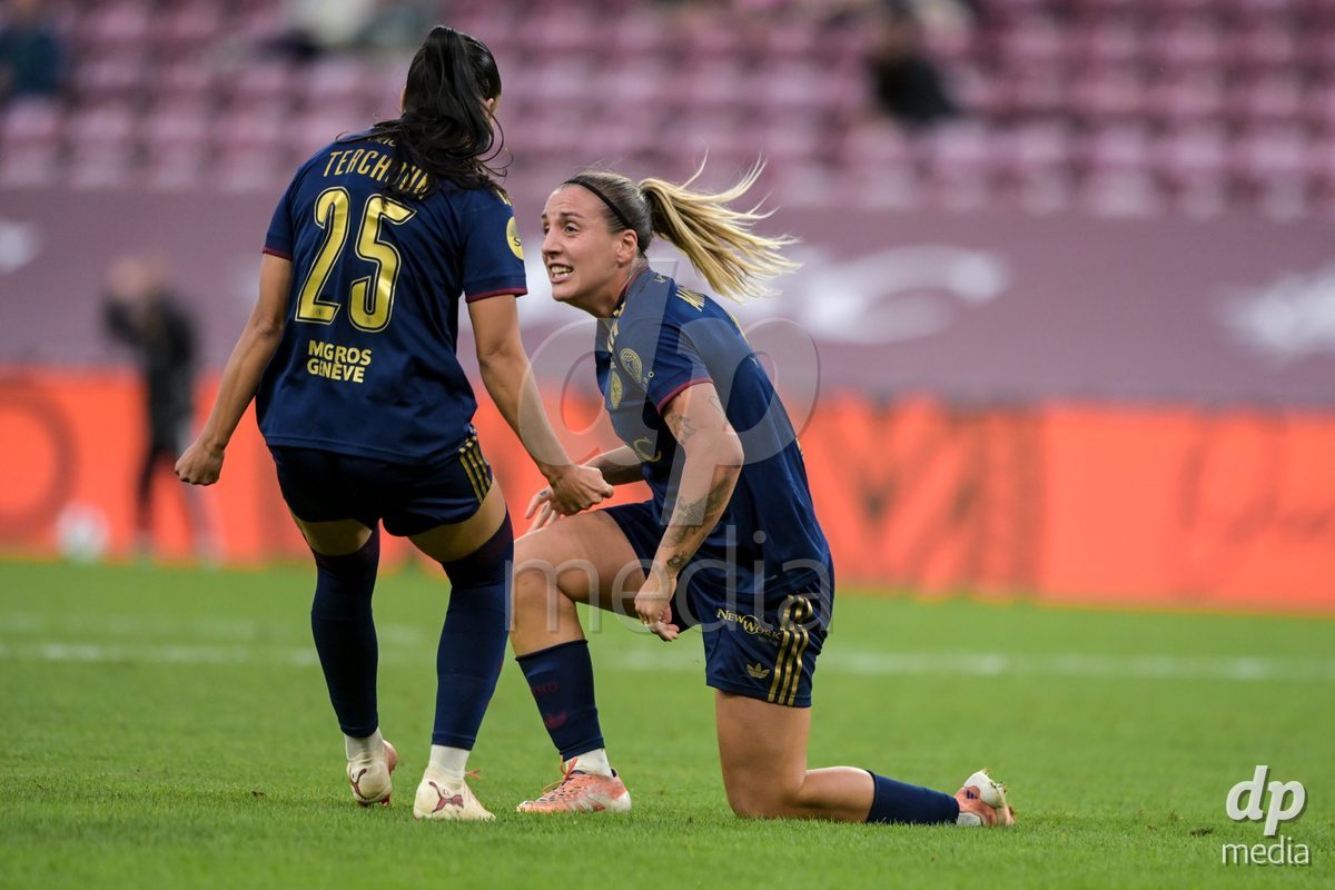 GENEVA, SWITZERLDAND - September 9: Gloria Marinelli of Servette celebrate the 2-2 gol during the AXA Women's Super League match between Servette FC Chenois Feminin and FC Yverdon Women at Stade de Geneve on September 9,2026 in Geneva, Switzerland