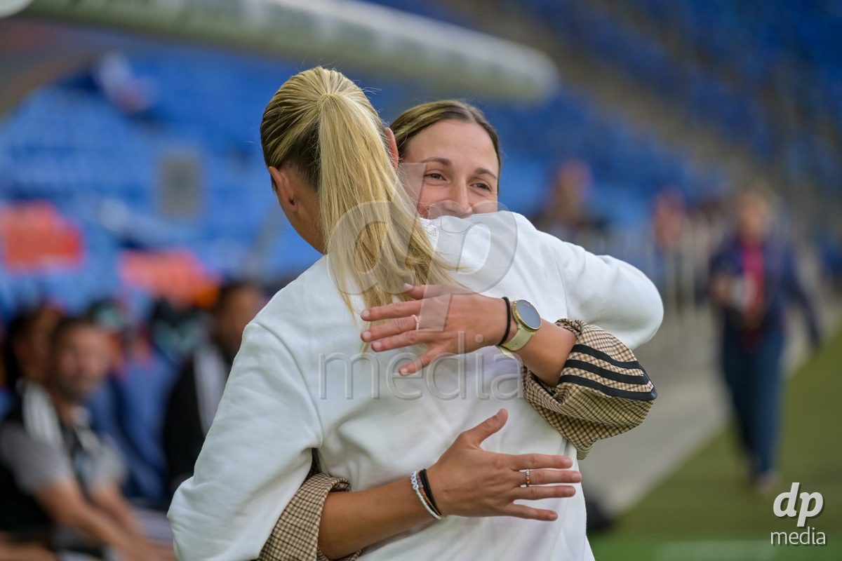 BASEL, SWITZERLAND - September 9: Laura Vetterlein of GC Frauenfussball with Danique Stein of FC Basel during the AXA Women's Super League match between FC Basel 1893 and GC Frauenfussball at St. Jakob-Park on September 9, 2026 in Basel, Switzerland.