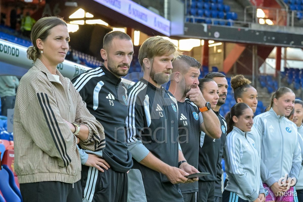 BASEL, SWITZERLAND - September 9: Staff of GC Frauenfussball during the AXA Women's Super League match between FC Basel 1893 and GC Frauenfussball at St. Jakob-Park on September 9, 2026 in Basel, Switzerland.