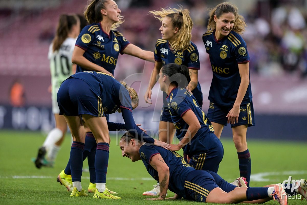 GENEVA, SWITZERLDAND - September 9: Gloria Marinelli of Servette celebrate the 3-2 gol during the AXA Women's Super League match between Servette FC Chenois Feminin and FC Yverdon Women at Stade de Geneve on September 9,2026 in Geneva, Switzerland
