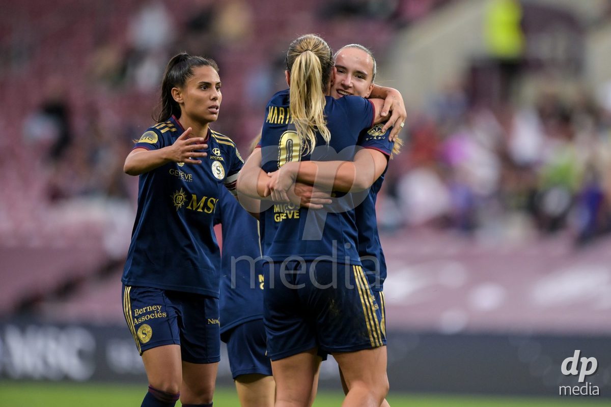 GENEVA, SWITZERLDAND - September 9: Gloria Marinelli of Servette celebrate the 3-2 gol during the AXA Women's Super League match between Servette FC Chenois Feminin and FC Yverdon Women at Stade de Geneve on September 9,2026 in Geneva, Switzerland
