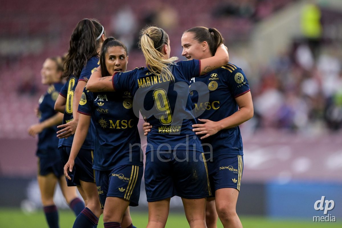GENEVA, SWITZERLDAND - September 9: Gloria Marinelli of Servette celebrate the 3-2 gol during the AXA Women's Super League match between Servette FC Chenois Feminin and FC Yverdon Women at Stade de Geneve on September 9,2026 in Geneva, Switzerland