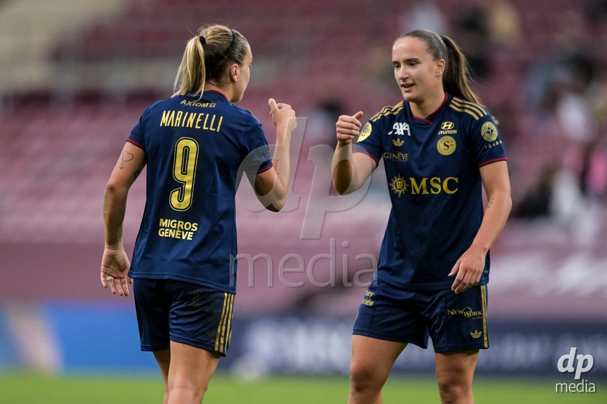 GENEVA, SWITZERLDAND - September 9: Gloria Marinelli of Servette celebrate the 3-2 gol during the AXA Women's Super League match between Servette FC Chenois Feminin and FC Yverdon Women at Stade de Geneve on September 9,2026 in Geneva, Switzerland
