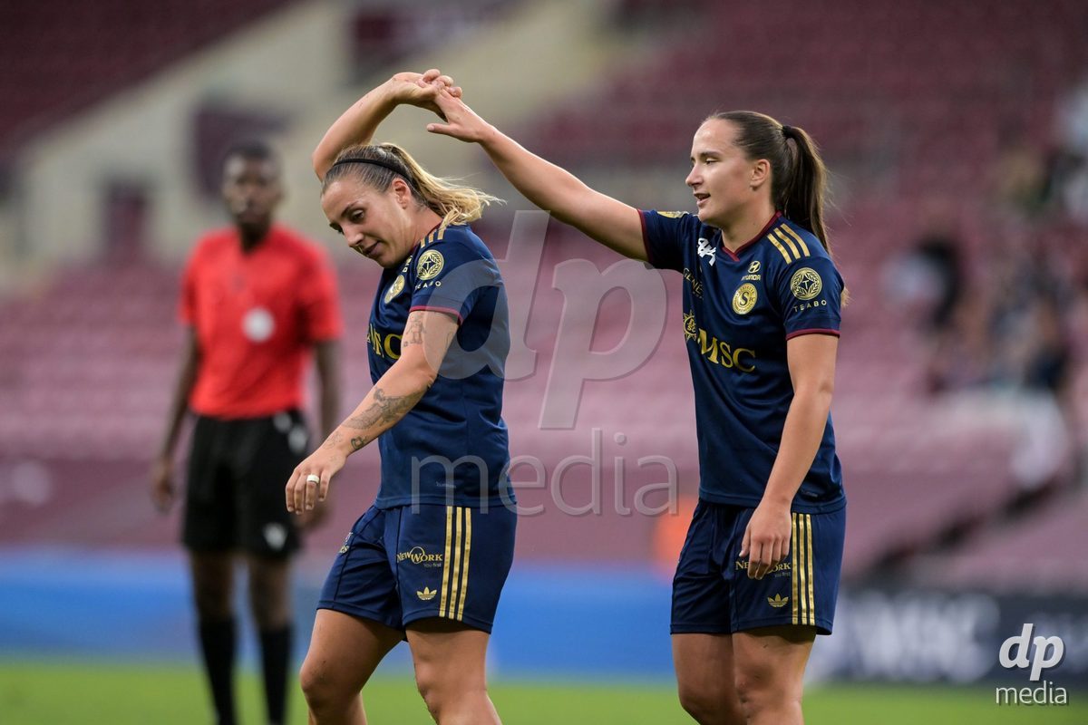 GENEVA, SWITZERLDAND - September 9: Gloria Marinelli of Servette celebrate the 3-2 gol during the AXA Women's Super League match between Servette FC Chenois Feminin and FC Yverdon Women at Stade de Geneve on September 9,2026 in Geneva, Switzerland